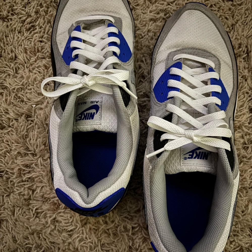 Men’s Nike AirMax White and Royal Blue and Black Sneakers